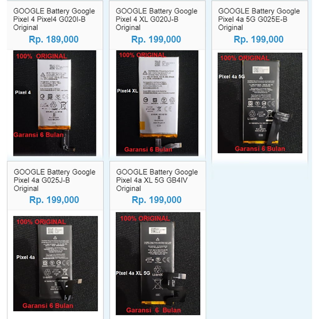 Baterai Googel Pixel 4 G020I-B 4 XL G020J-B 4a 5G G025E-B 4a G025J-B 4a XL 5G GB4IV