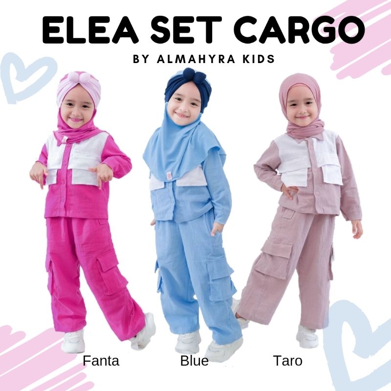 	 Elea Set Cargo by Almahyra Kids TANPA HIJAB setelan celana setcel cargo anak kekinian hits	