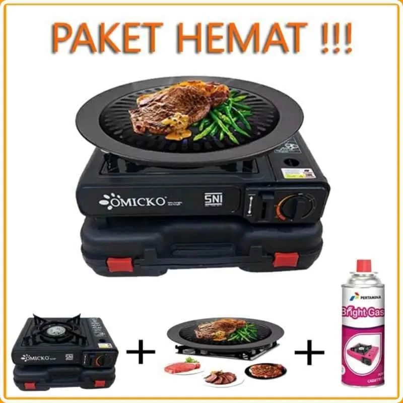 PAKET KOMPOR PORTABLE + GAS + ULTRA GRILL PAKET NGEGRILL - Msmart Jakarta