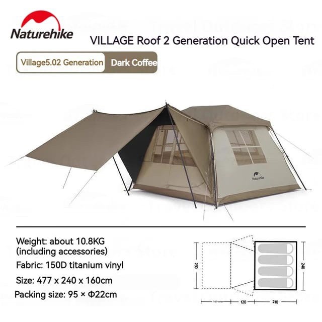 READY KIRIM Tenda Naturehike CNK2300ZP022 village 5.0 2 generation quick open family tent