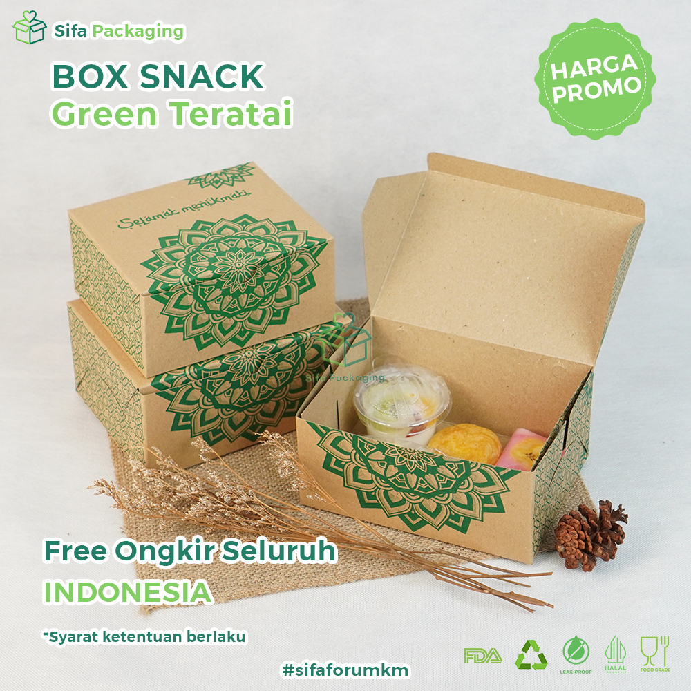 

Snack Box 14x12 16X12 Kraft Dus Motif Teratai Kue Box Snack Donat Kue