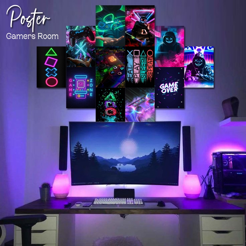 (isi 16pcs) poster dinding aesthetic tema room game - poster game - 064