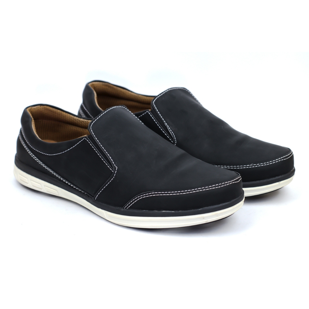 [ORIGINAL] WORKING F-10 - Sepatu Slip On Cowok Pria Dewasa Kulit Casual Kece Keren Empuk Distro Bran