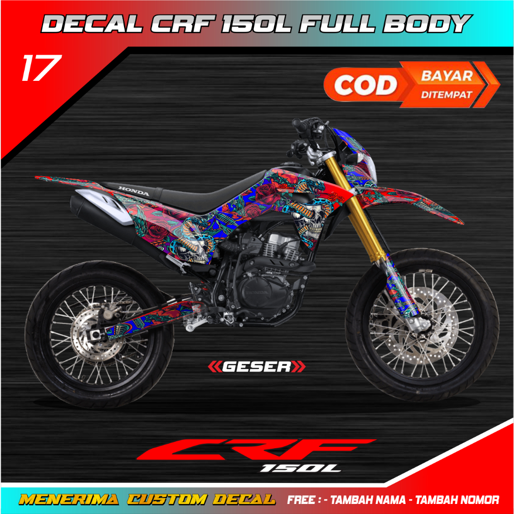 Sticker Dekal Crf 150 L Full Body Supermoto Biru