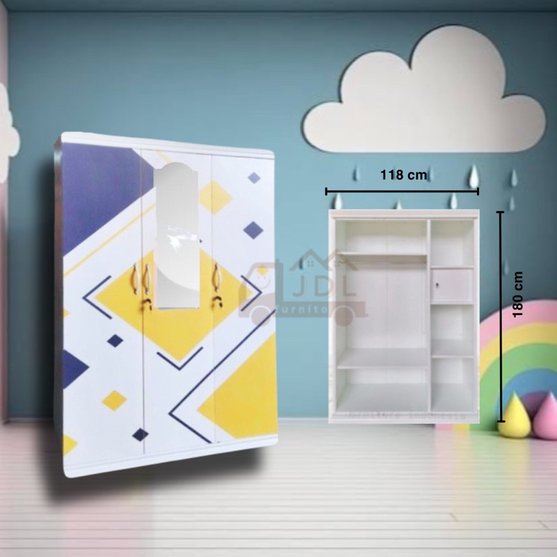 Lemari Pakaian Besi - Lemari Pakaian Anak 118 cm