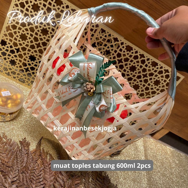 

TAS HAMPERS LEBARAN | TAS BELANJA 20X10 BLICING NATURAL PITA | keranjang kue kering keranjang cantik goodie bag murah keranjang kue