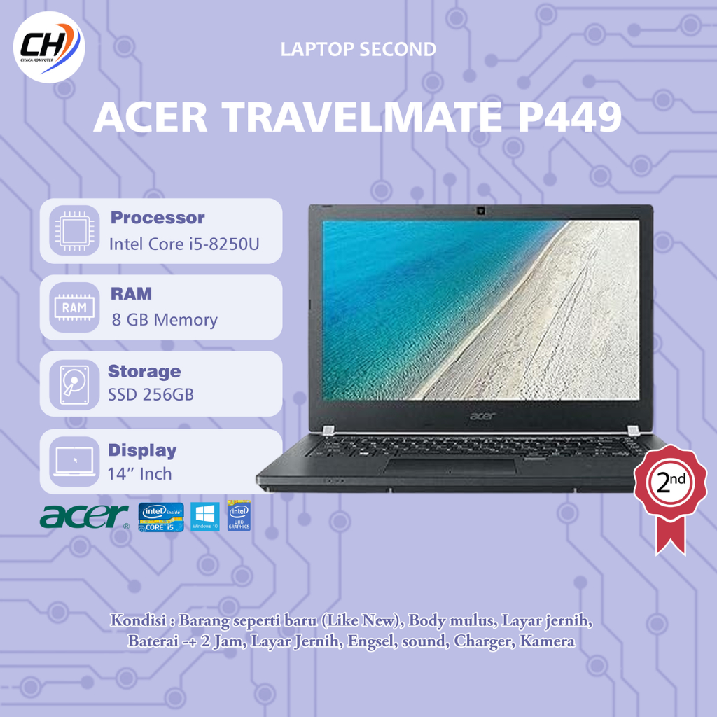 Laptop Acer Travelmate P449 Second - RAM 8GB SSD 256GB
