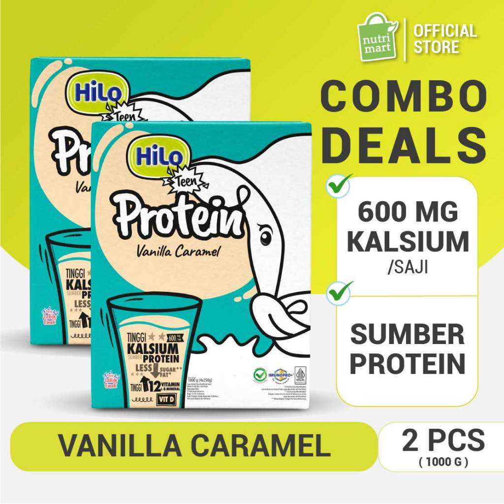 

Twin Pack - HiLo Teen Vanilla Caramel 1000g - Susu Tinggi Kalsium Protein Lebih Rendah Gula untuk Remaja