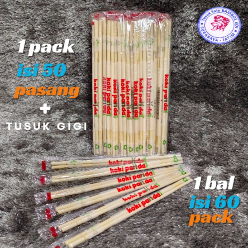 [GROSIR 1bal isi 60pack ] SUMPIT BAMBU IMPORT PREMIUM KOKI PANDA + Tusuk Gigi