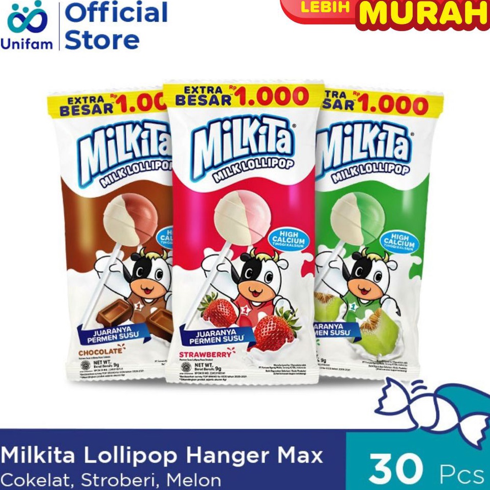 

KODE H7G Milkita Lollipop Hanger Max 1 Bag Isi 3pcs Permen Susu Lolipop Rasa Cokelat Stroberi Melon CSM