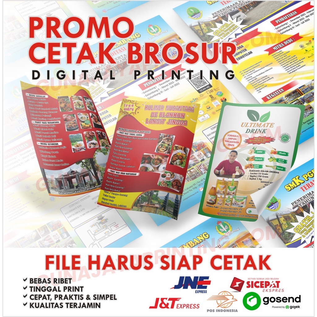 

CETAK BROSUR ART PAPER SATU SISI 2 SISI 120 SISI, FULL COLOR SATUAN