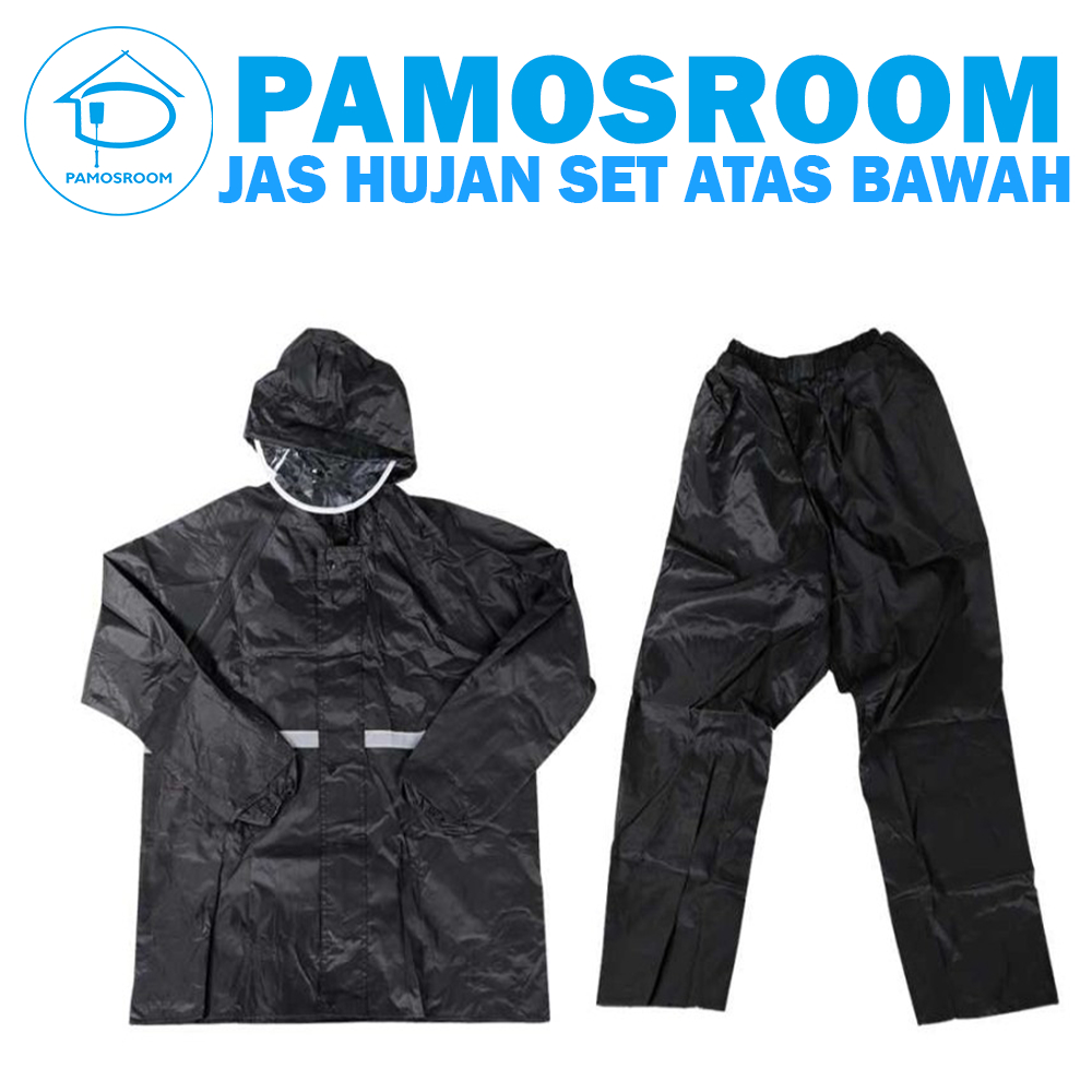 Pamosroom Jas Hujan Pria Dan Wanita Dewasa Tebal Jas Hujan Setelan Baju Celana Mantel Hujan Waterpro