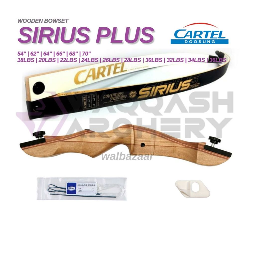 CARTEL SIRIUS PLUS WOODEN BOW SET Busur Barebow Standard 16-34lbs