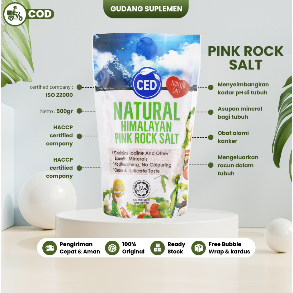 

Garam Himalaya CED Iodised Himalayan Pink Rock Salt 500gr Garam MPASI Halal Sehat
