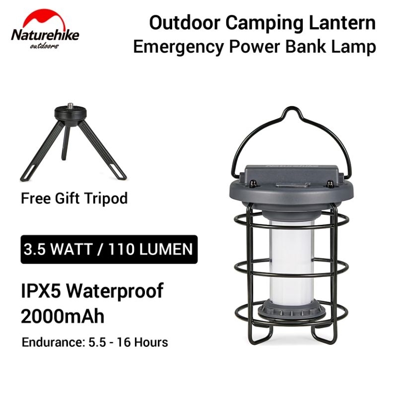 LAMPU TENDA CAMPING NATUREHIKE CNH22DQ008 OUTDOOR TENT LIGHT USB CHARGING LAMPU LED GANTUNG PENDAKI 