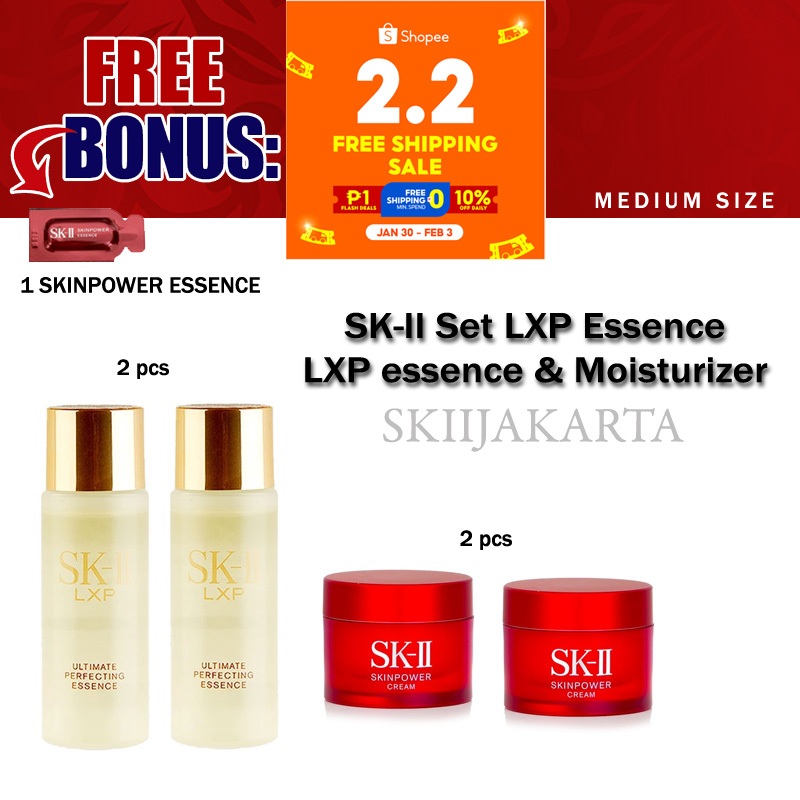 SK-II SKII SK2 SK PROMO LXP ESSENCE DAN MOISTURIZER (2) FREE SKINPOWER ESSENCE