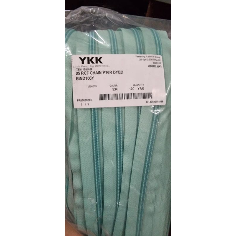 rantai 5 rcf resleting tas ykk 1 rol =90 meter