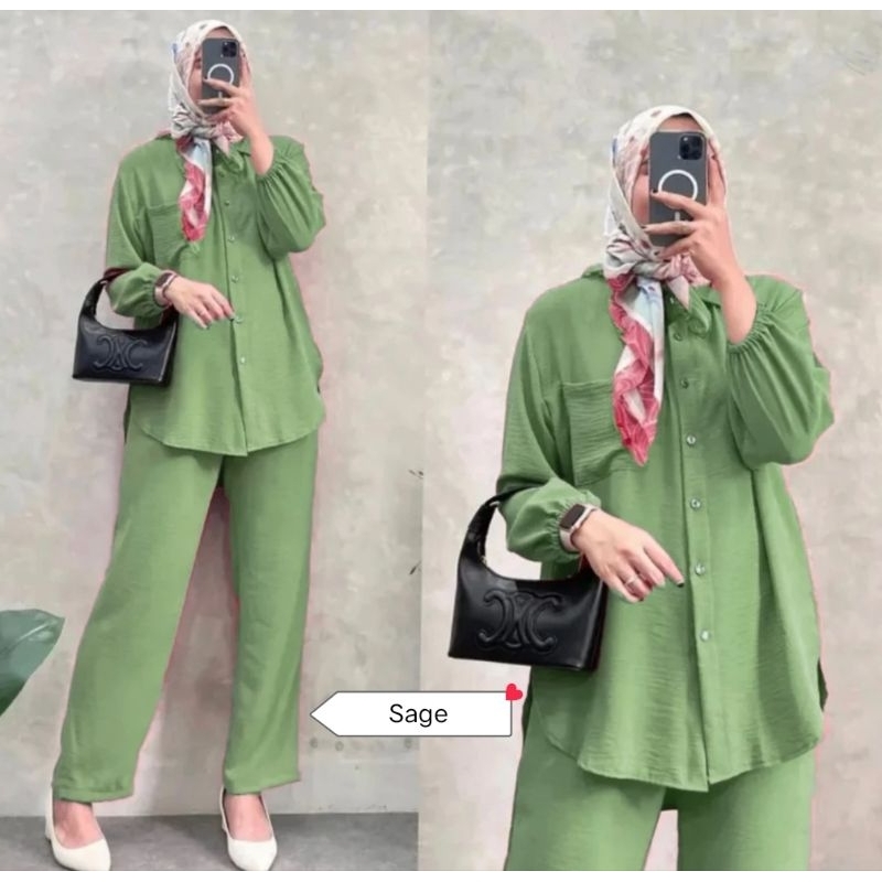 One Set Jumbo Dania Crinkle Airflow/Setelan Kemeja Jumbo/Setelan cringkle Airflow