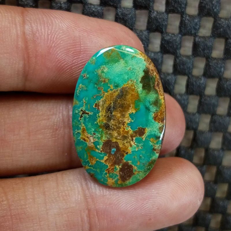 Batu Pirus Persia Hijau Tua Kedongdong Urat Emas