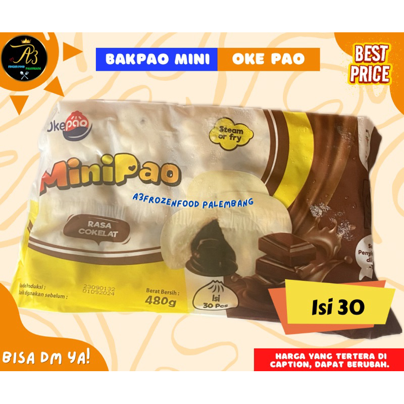 

Okepao | Mini pao | Bakpao cokelat | Minipao kukus atau goreng | A3 frozenfood palembang