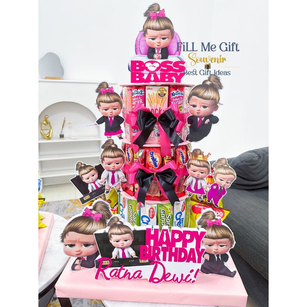 

JT - Baby Boss Girl Snack Tart Tower Cake Birthday / Kue Cemilan Snack Ulang Tahun