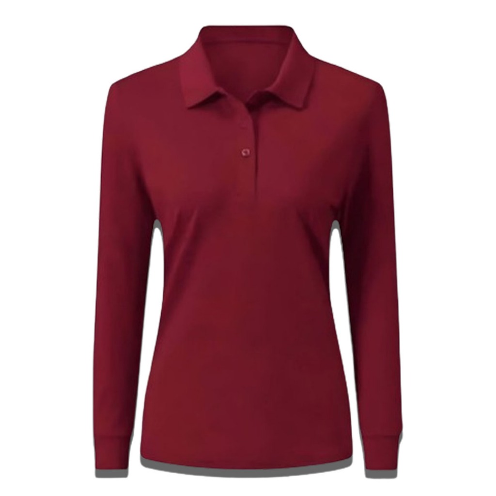 Baju Kaos Polo Lengan Panjang Warna Marron / Baju Kaos Polo Pria dan Wanita / Baju Kaos Kerah Lengan