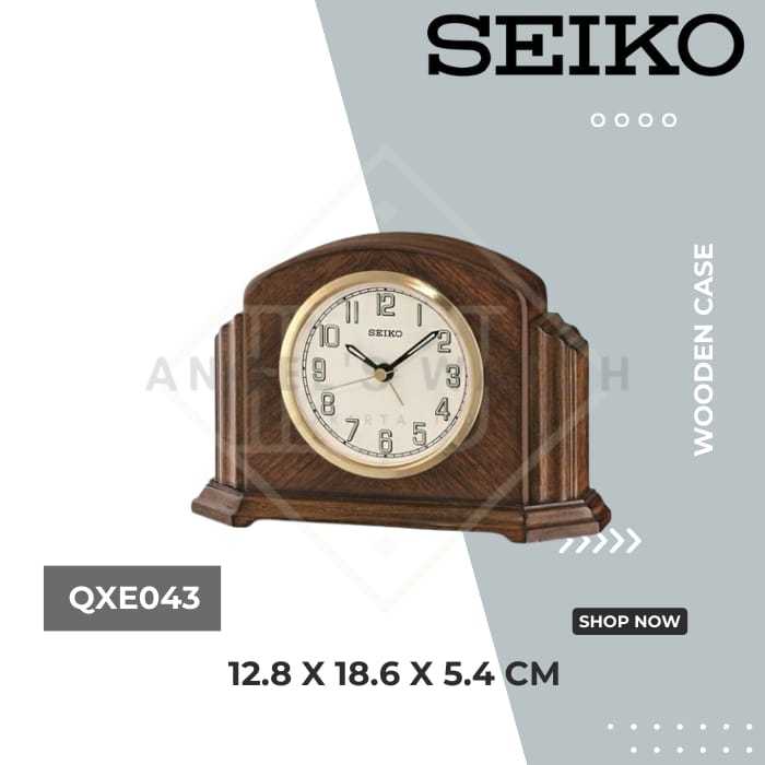 JAM MEJA SEIKO QXE043 LUMIBRITE WOODEN CASE ORIGINAL SEIKO QXE043