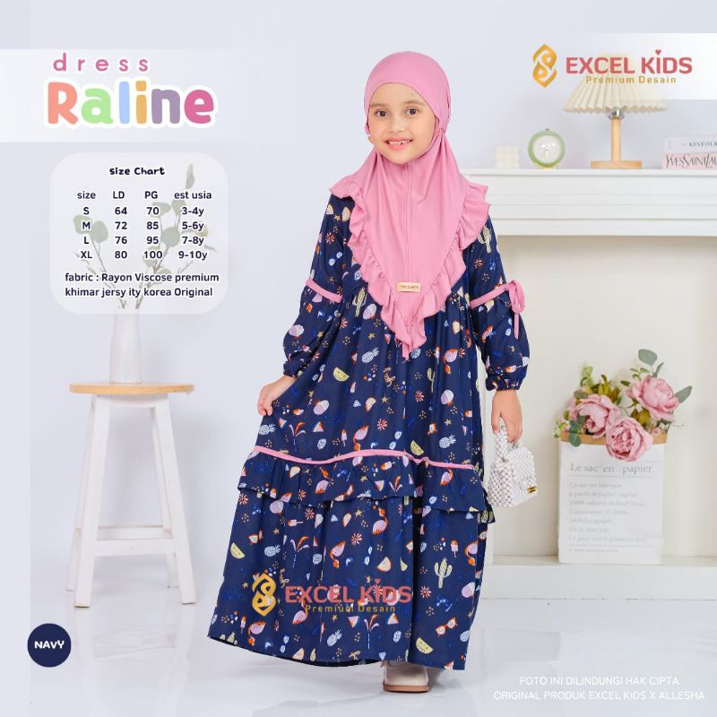 Gamis anak Perempuan Terbaru Raline Dress SIZE 3456789