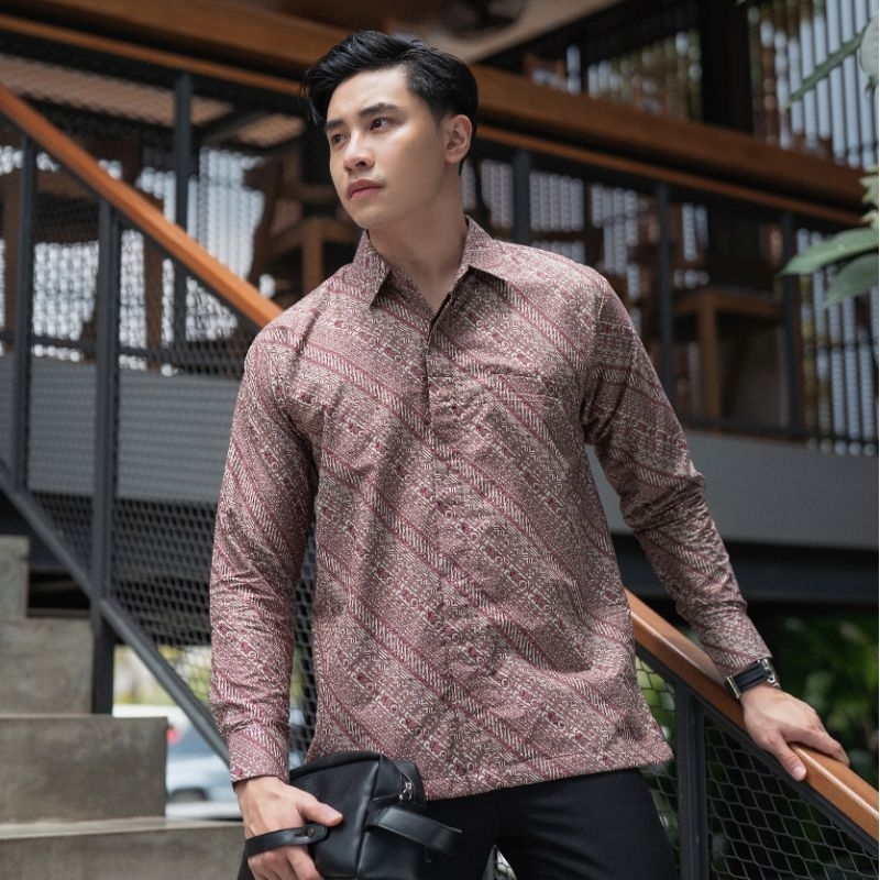Kemeja Batik Pria NUC.ID Dipta 02 (Ungu-Burgundy)