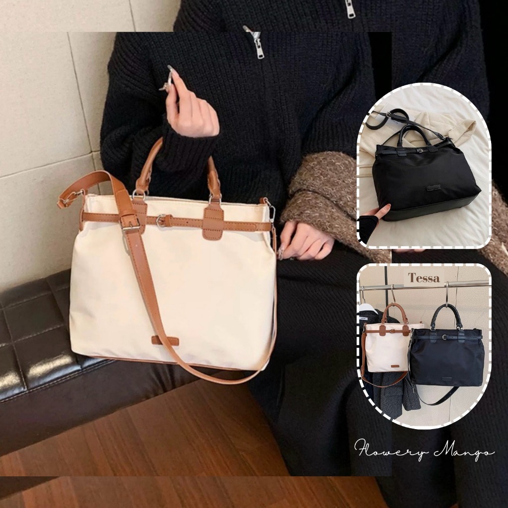 TESSA - Nylon Tote + Hand Bag | Tas Selempang & Bahu Wanita Import Kuliah Kantor Simple Aesthetic Ko
