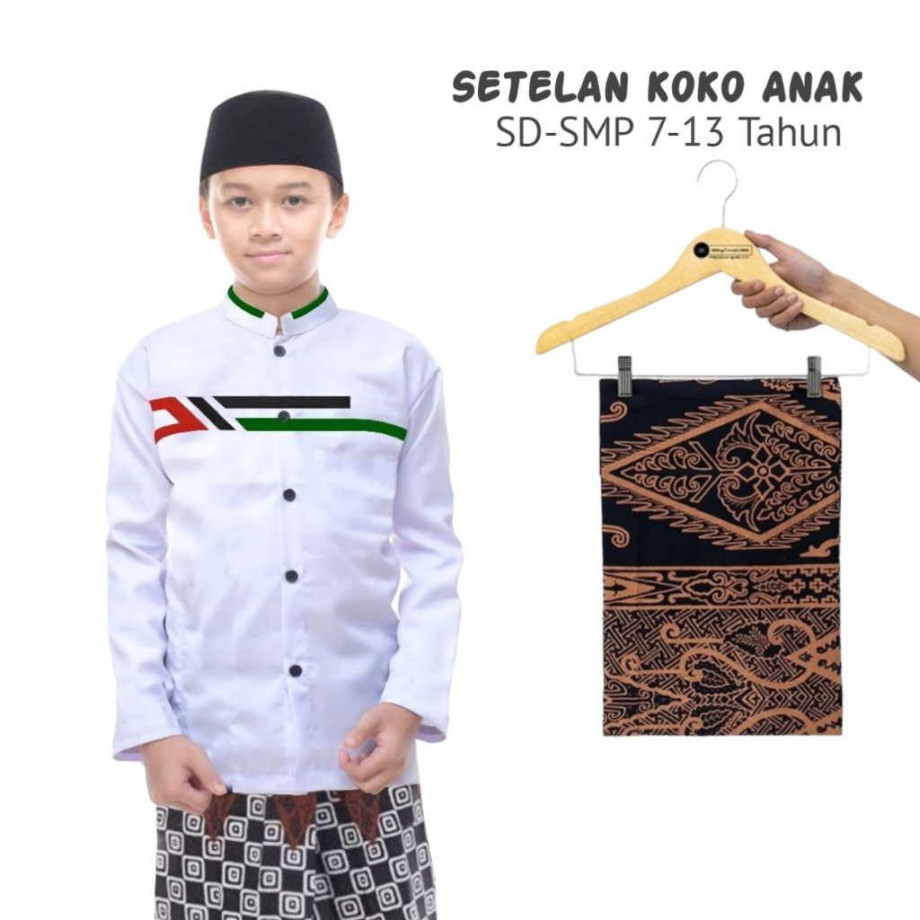 Ghazali - Setelan Baju Koko Palestina Anak Muslim Tanggung Lengan Panjang Terbaru