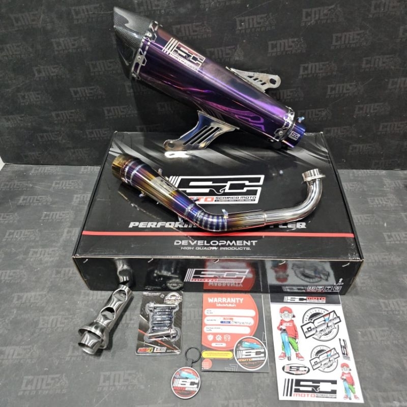 Knalpot Sc Moto Titanium Purple Glossy Endcup Carbon Xmax 250 New