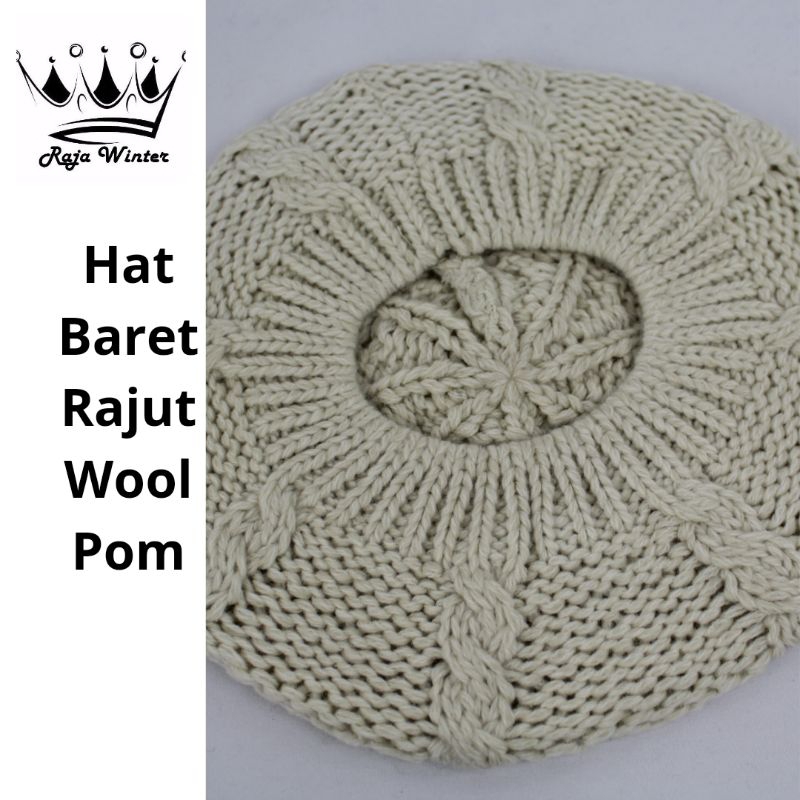 Topi Baret Rajut Wool Wanita Baret Beret Hat Knitted Winter Musim Dingin