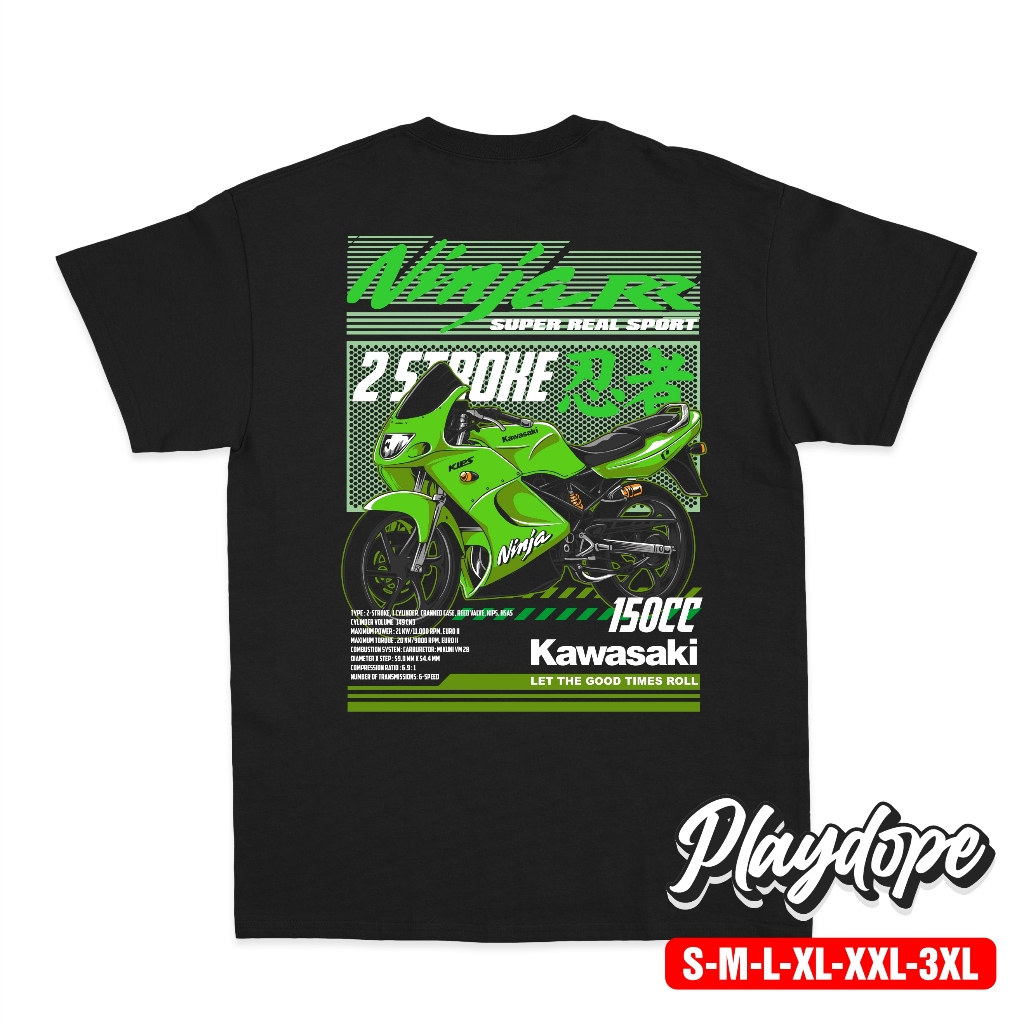 Playdope T-shirt Kawasaki Ninja RR Kaos Motor Premium Cotton Combed 24s