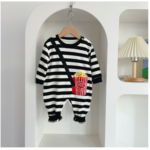 baju bayi laki laki bayi cowok import korea jumsuit bayi motif garis baju newborn import unisex lucu
