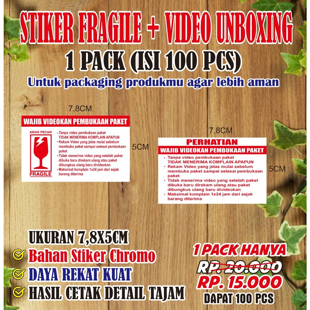 

(1pack isi 100pcs) stiker video unboxing - stiker fragile murah - stiker video unboxing murah