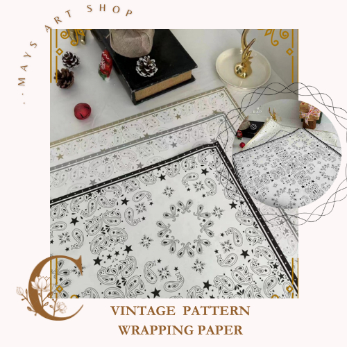 

[Ecer] New Vintage Artisan Pattern Wrapping Paper Cellophane - Kertas Kado - Flower Wrap Paper Matte OPP Plastic Film - Floral Florist Money Bouquet Pembungkus Gift