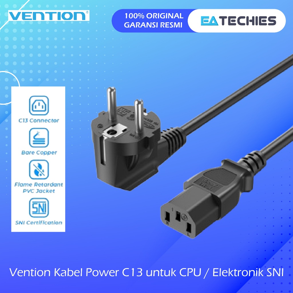 Vention Kabel Power C13 Connector untuk CPU PC Komputer UPS Monitor Magicom Rice Cooker Elektronik S