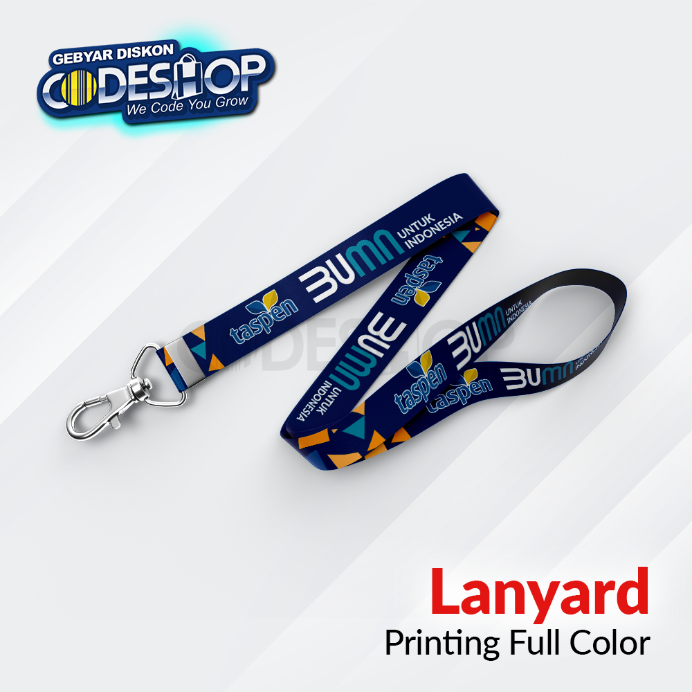 

Custom Tali Lanyard ID Card 90x2 cm Tissue Printing Full Color 2 Sisi