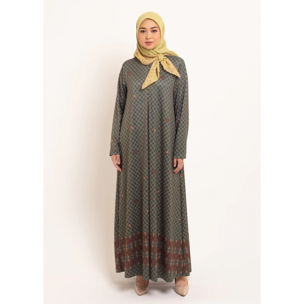 BUSANA DRESS FASHION MUSLIM PAKAIAN WANITA GAMIS BASIC SPANDEX AZAHARA OLIVE ,TERACOTTA ,HITAM ELZAT