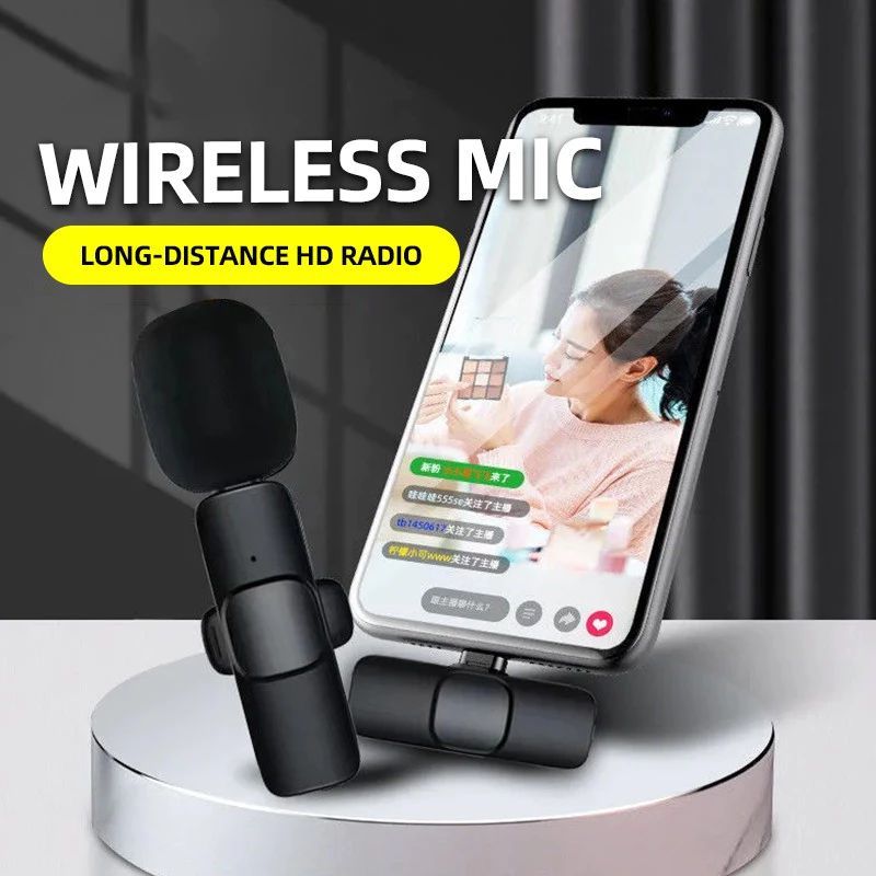 Microphone Wireless Mic  Clip On Tanpa Kabel Untuk Vlogger Podcast Live Youtuber