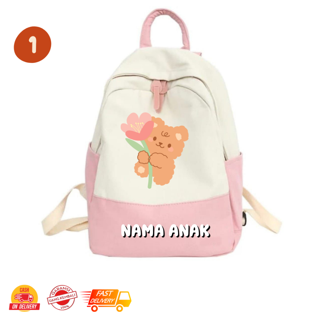 MamacaBagz / Bear - Tas Ngaji Anak - Tas Anak Muslim - Tas Ransel Custom Anak - Tas Ransel Anak Pere