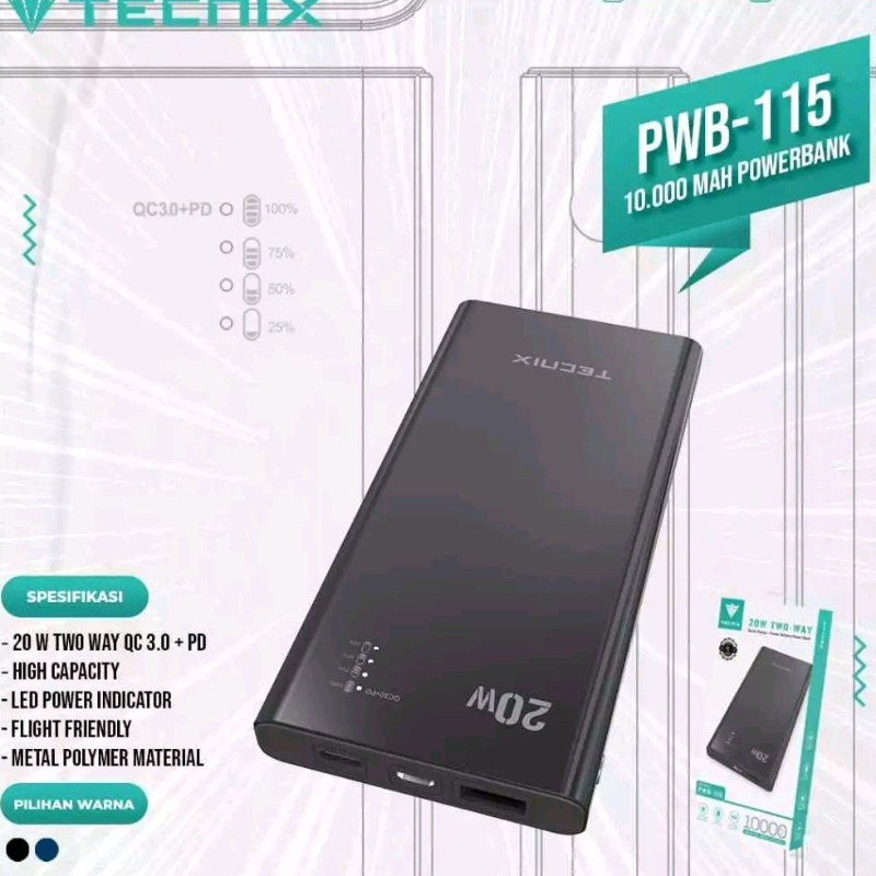 Powerbank Tecnix PWB-115 PowerBank 10.000 MaH 20W Two-way Original Tecnix