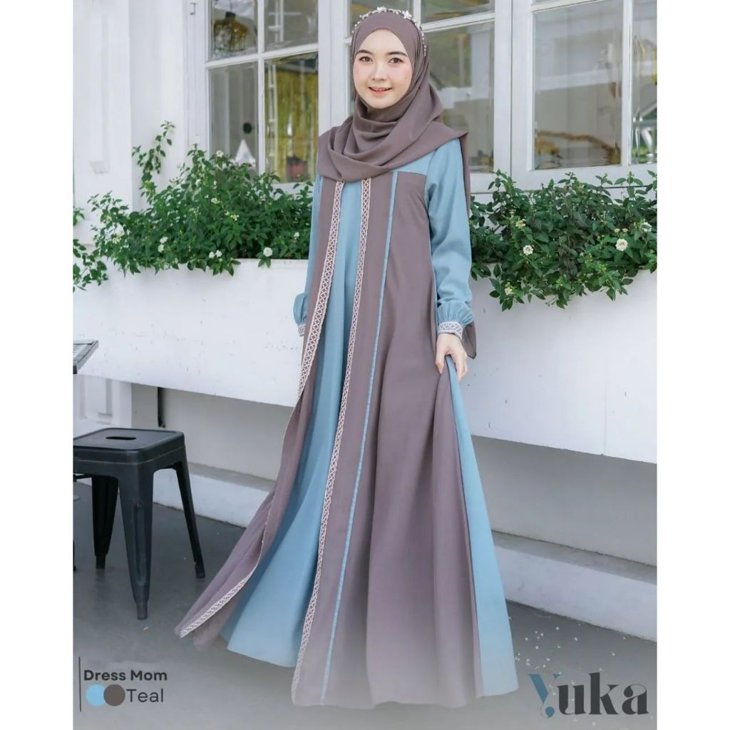 Yuna dress wanita terbaru bahan ceruty aplikasi renda gamis wanita kekinian korean import gamis wani
