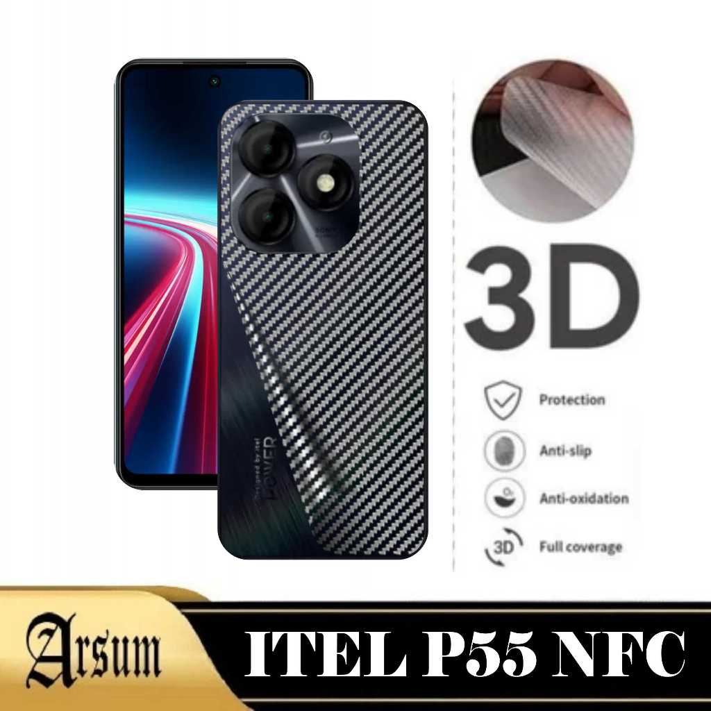 PROMO Garskin Skin Carbo ITEL P55 NFC Pelindung Layar Belakang Ponsel