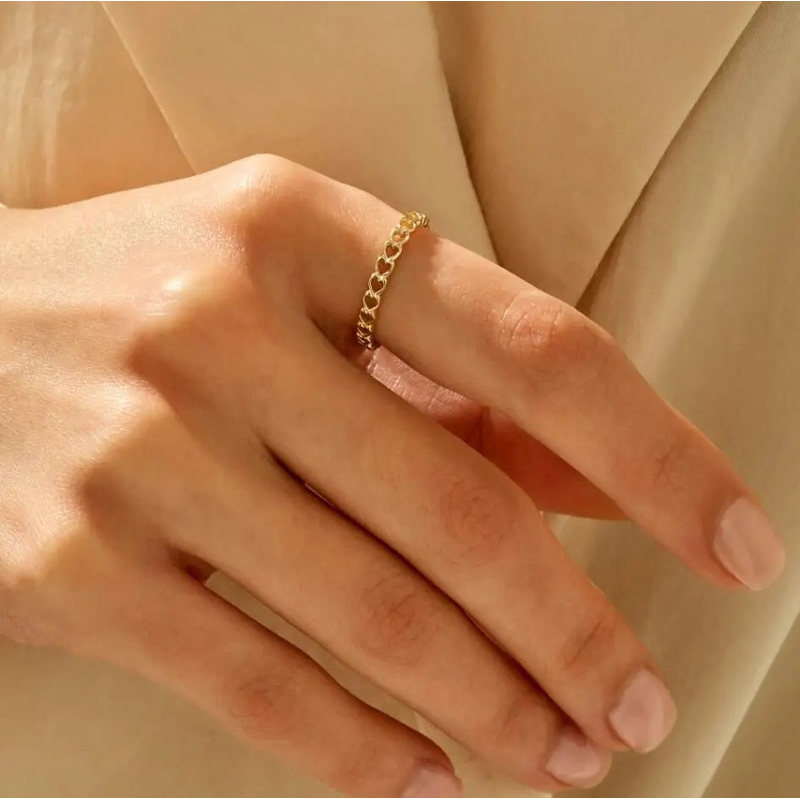 Dejavali - Cincin Love Titanium - Anti Karat & Hitam - Cincin Wanita Korea Aesthetic Premium