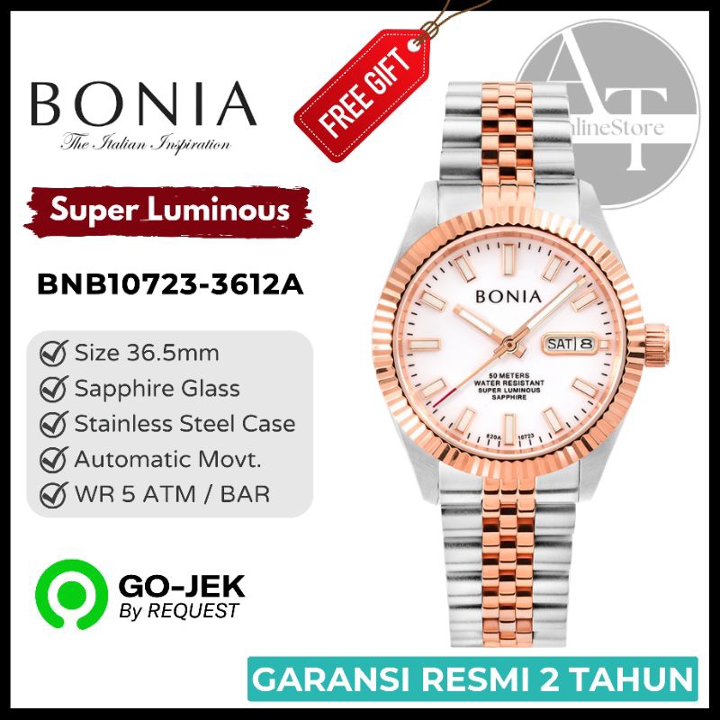 Jam Tangan Wanita Automatic Bonia B10723-3612A BNB10723 Sapphire ORIGINAL Resmi