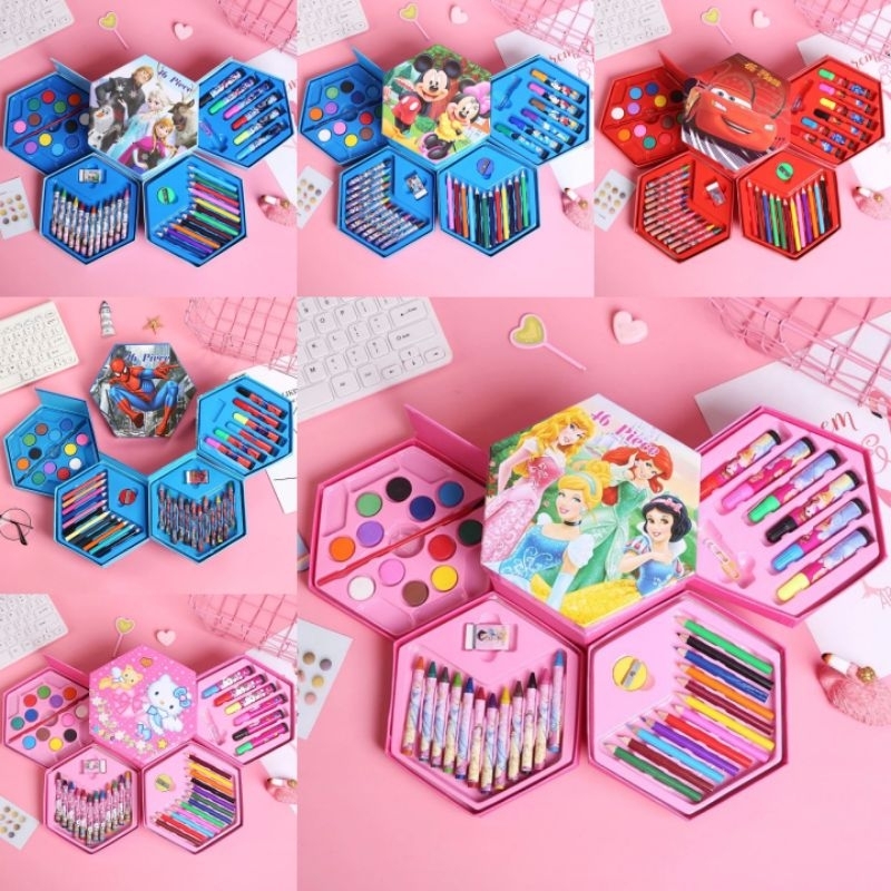 

Art Set 46Pcs | Crayon Set Anak 46 Pcs Box Hexagon | Alat Mewarnai Melukis Menggambar | Kado Ulang Tahun