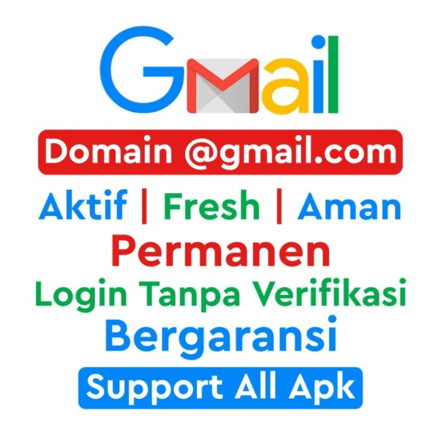 Gmail fresh aktif permanen domain @gmail.com & manual