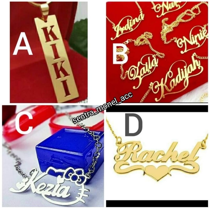 Kalung nama Elegan minimalis Bahan tebal lapis emas tebal / kalung titanium wanita anti karat
